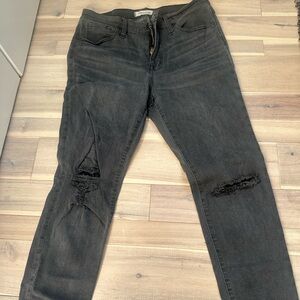 Madewell Washed Black Distressed Knee Skinny Jeans